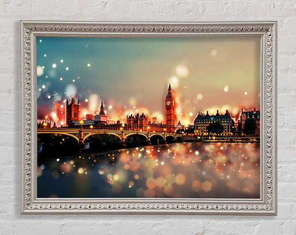 Bokeh London Houses Of Parliament Framed Print
