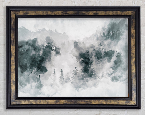 Watercolour Grey Forest Framed Print