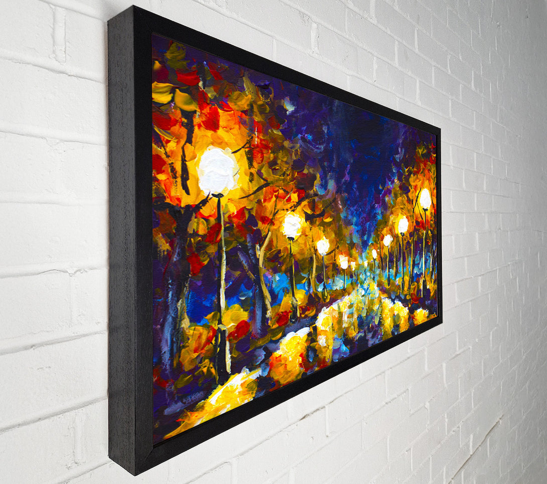  A Canvas Print of Streetlights At Night Gouche Canvas Print