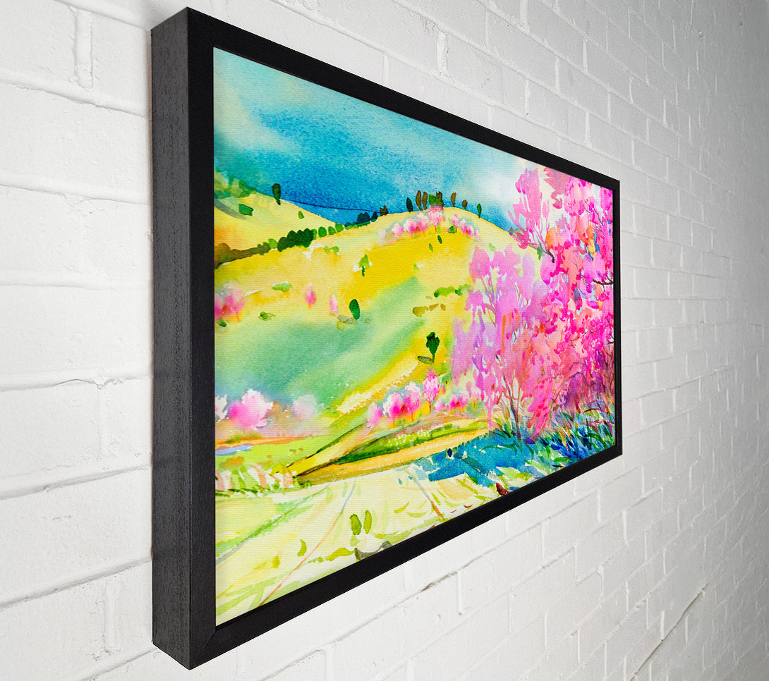  A Canvas Print of Pink Blossom Hilltops Canvas Art