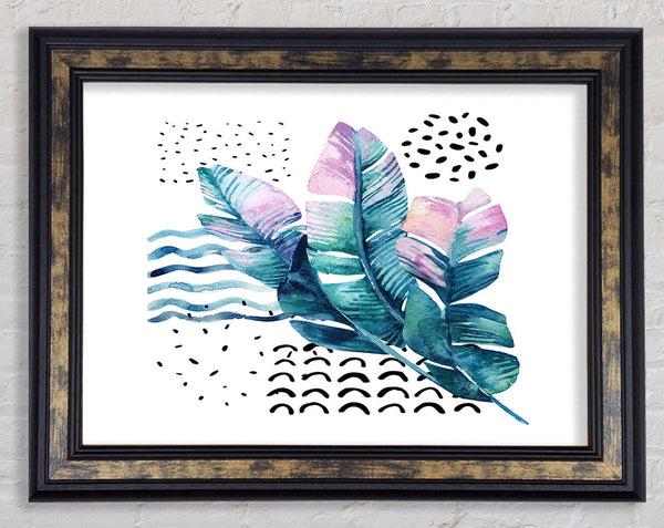 Green Leaves And Shapes Framed Print