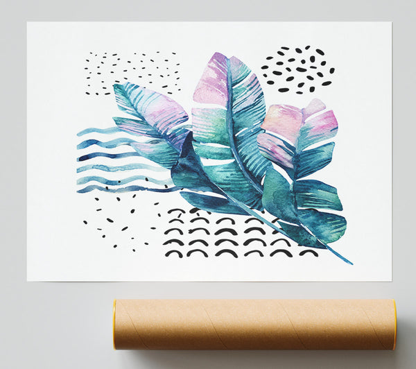 Green Leaves And Shapes Giclee Print