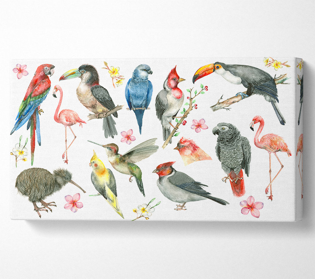  A Canvas Print of A Collage Of Birds Canvas Print