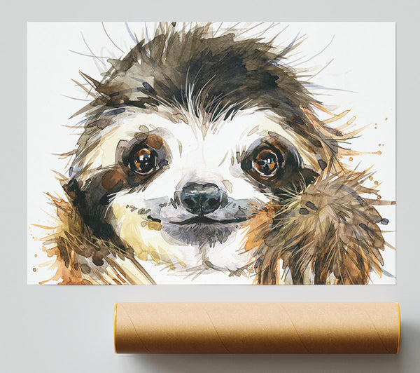 Water Colour Sloth Poster