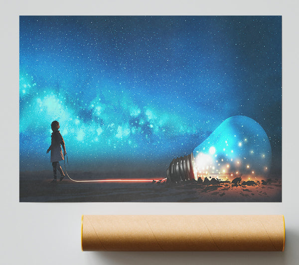 Child Pulling A Lightbulb Giclee Print