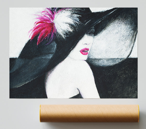 Woman In Black Hat Poster
