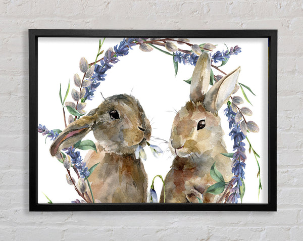 Two Watercolour Rabbits Framed Print