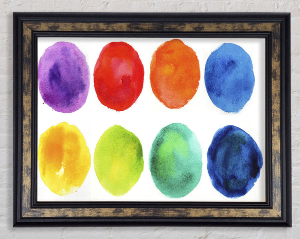 Eight Blobs Of Colour Framed Print