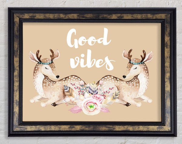 Good Vibes Woodland Animals Framed Print