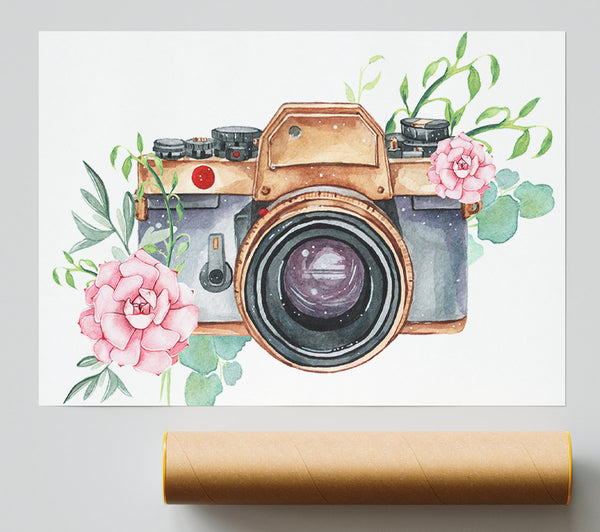 Vintage Camera Floral Giclee Print