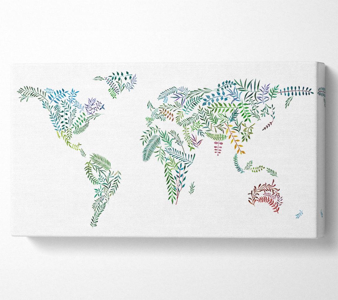  A Canvas Print of Leafy World Map Canvas Print