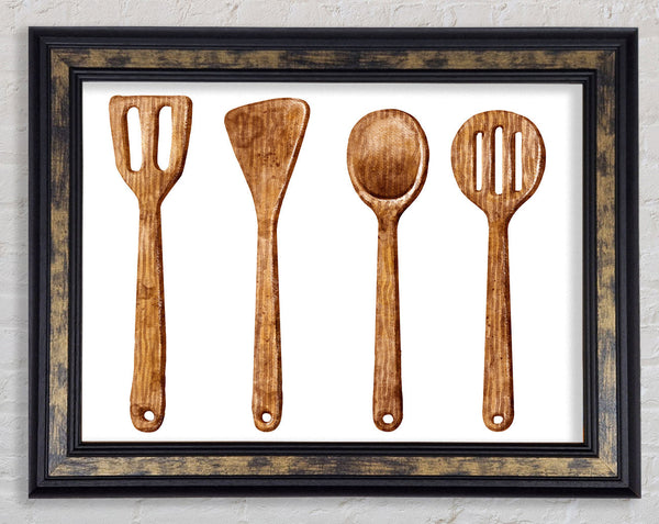 Wooden Utensils Framed Print