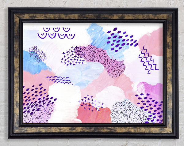 Mid Century Lilac Patterns Framed Print
