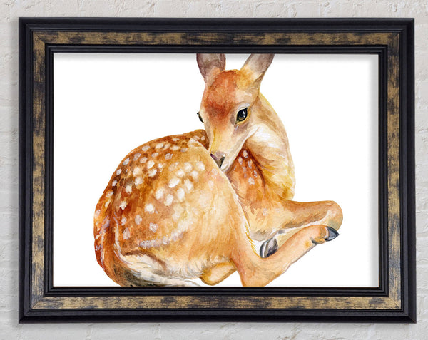 Watercolour Woodland Deer Framed Print