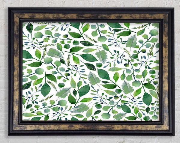Green Leafy Pattern Framed Print