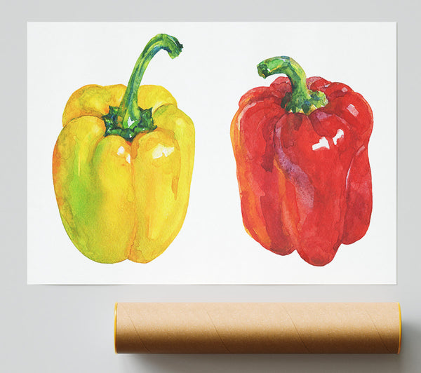 Yellow And Red Pepper Giclee Print