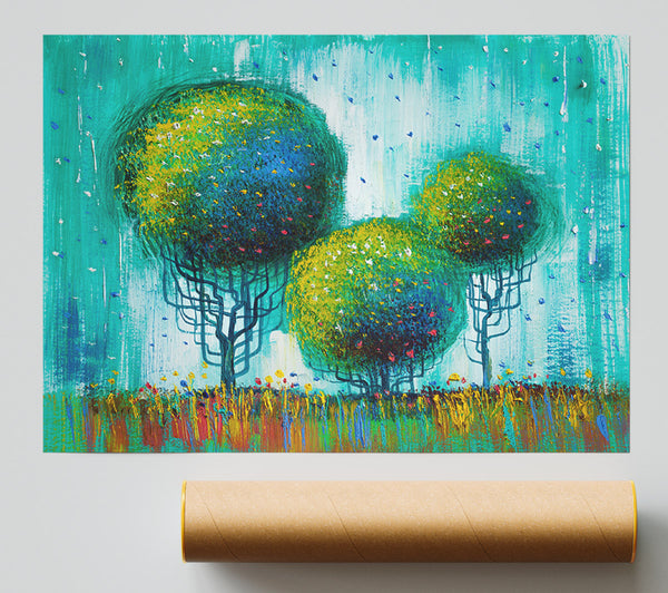 Three Round Trees Poster