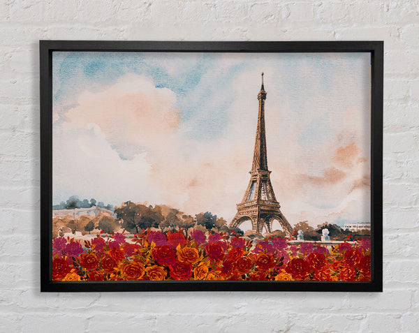 The Eiffel Tower Roses Framed Print