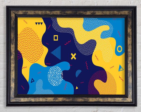 Blue And Yellow Modern Shapes Framed Print