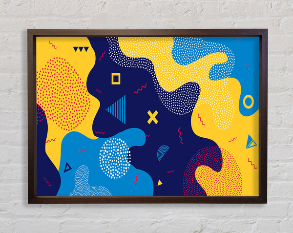 Blue And Yellow Modern Shapes Framed Print