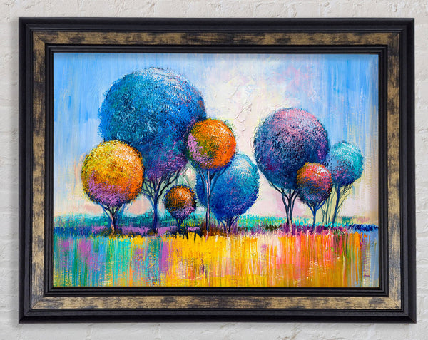 Circular Trees In The Meadow Framed Print