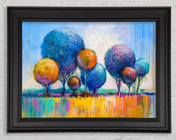 Circular Trees In The Meadow Framed Print