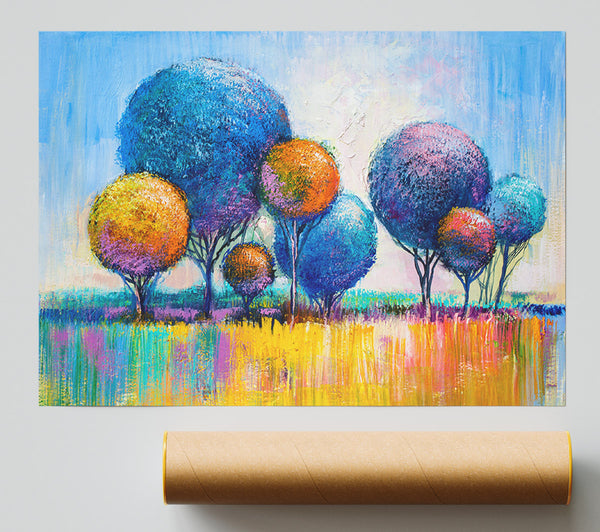 Circular Trees In The Meadow Print