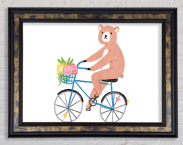 Bear Riding A Bike Framed Print