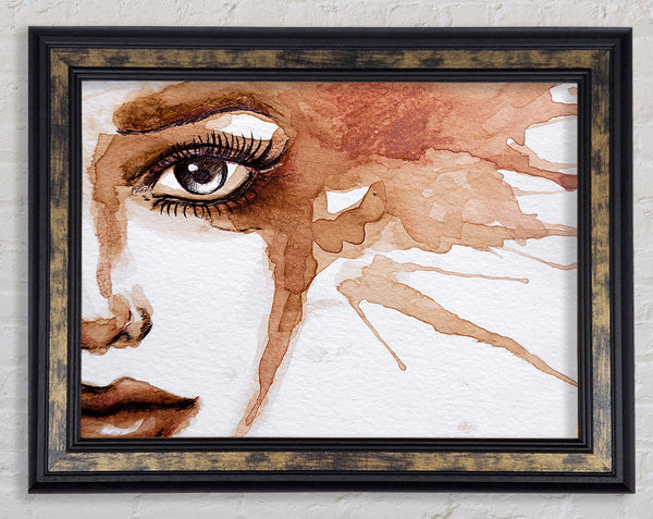 Watercolour Sepia Face Framed Print