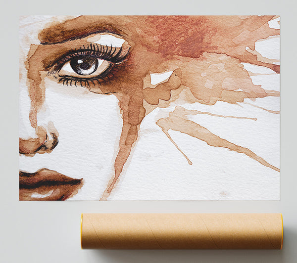 Watercolour Sepia Face Giclee Print