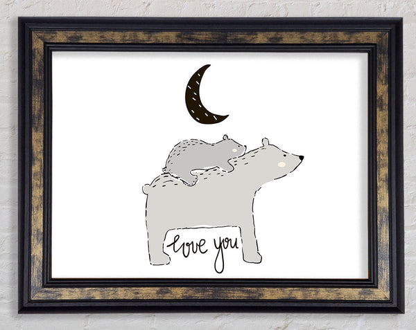 Bear Family Moon Framed Print