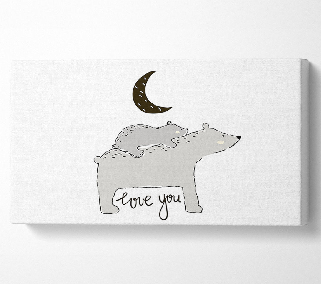  A Canvas Print of Bear Family Moon Canvas Art