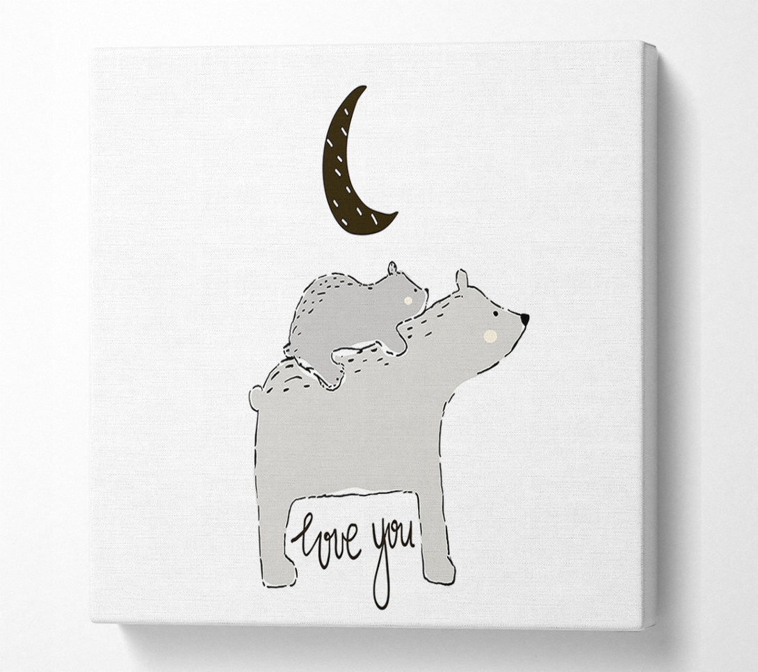  A Canvas Print of Bear Family Moon Canvas Art