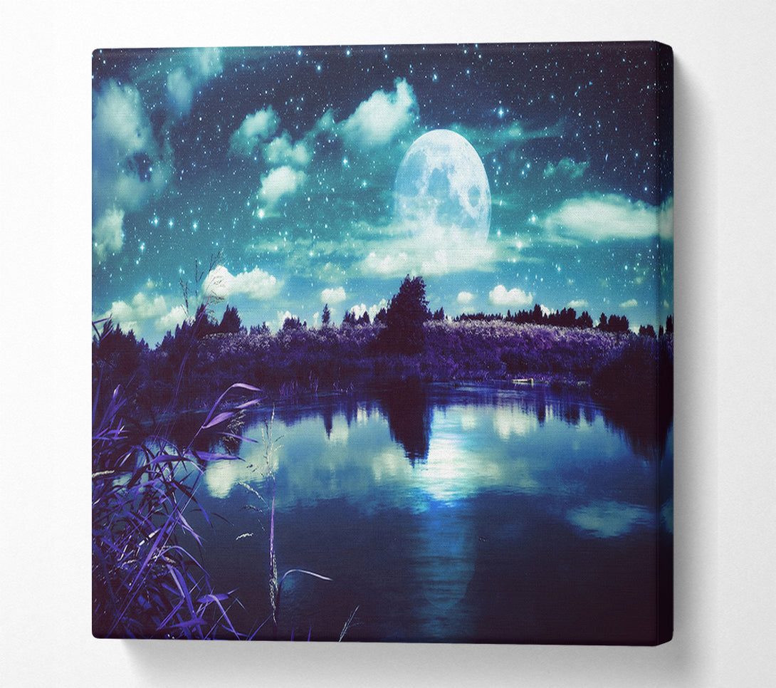  A Canvas Print of Lake Under The Night Sky Canvas Print