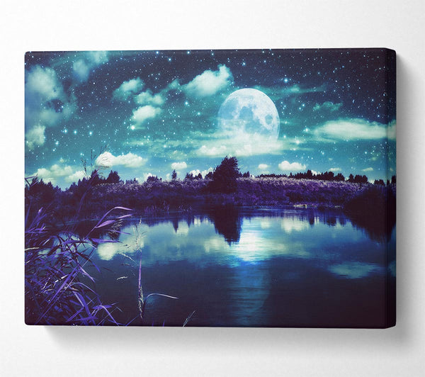  A Canvas Print of Lake Under The Night Sky Canvas Print