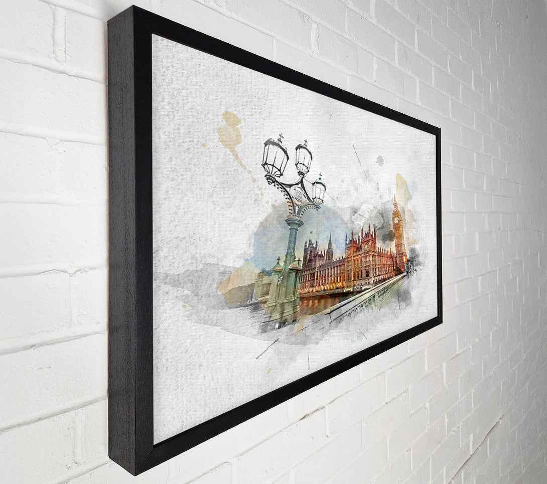  A Canvas Print of Watercolour Streets Of Parliament Canvas Wall Art