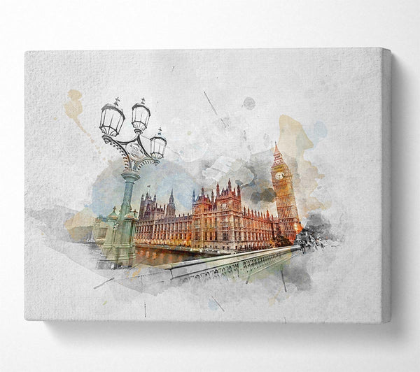  A Canvas Print of Watercolour Streets Of Parliament Canvas Wall Art