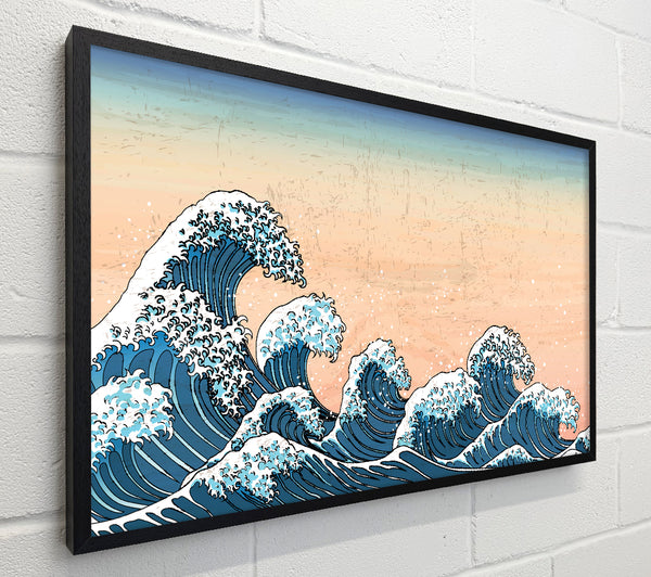 Japanese Waves In The Sunset