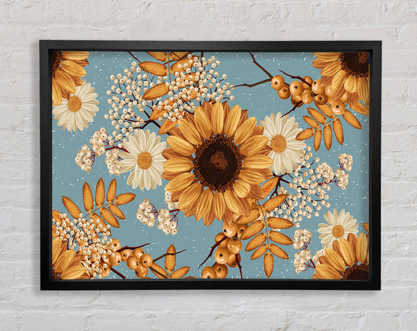 Sonnenblumen auf Blau