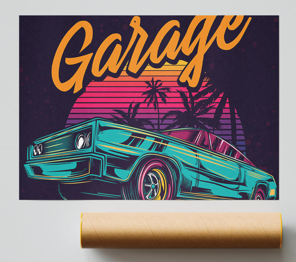 Fast Garage Cars Giclee Print