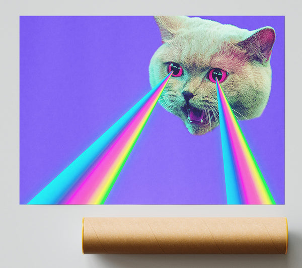 Cat Lazer Beam Giclee Print