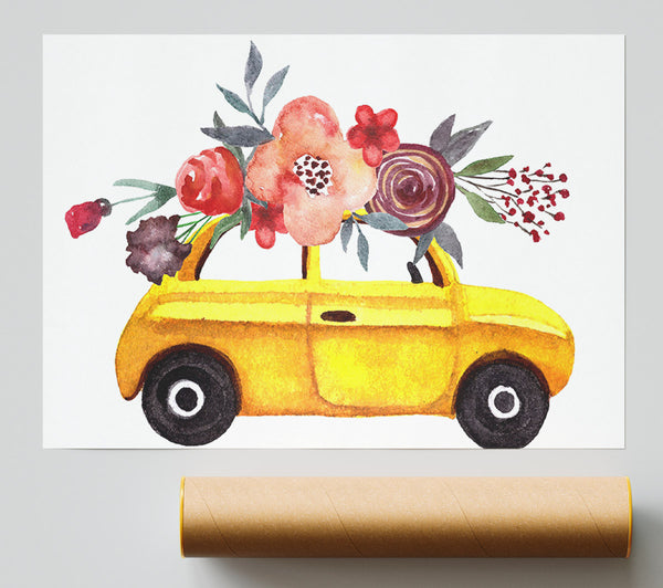 Cut Floral Car Poster