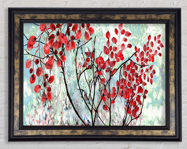 Red Leaves Winter Framed Print