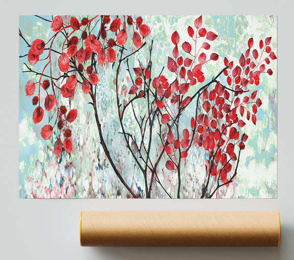 Red Leaves Winter Poster