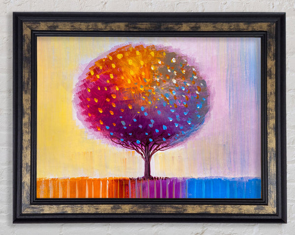 Stunning Round Tree Rainbow Framed Print