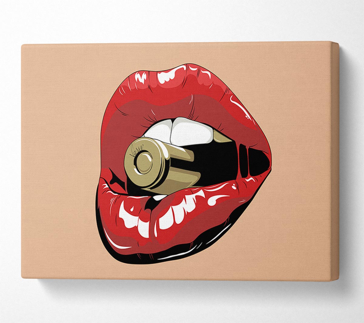 Red Lips On Bullet Canvas Wall Art