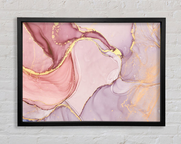 Oil Paint Pink And Gold Framed Print