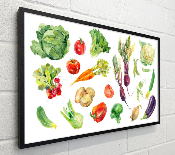 Selection Of Watercolour Vegetables