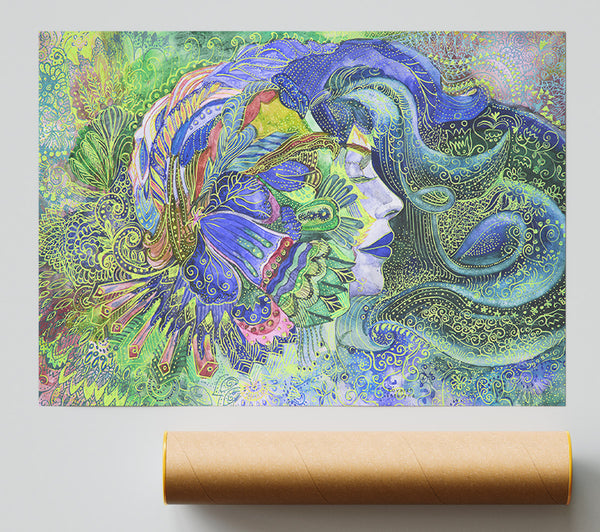 Green Pattern Woman Giclee Print