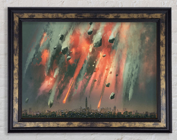 Asteroids Hitting The Earth Framed Print